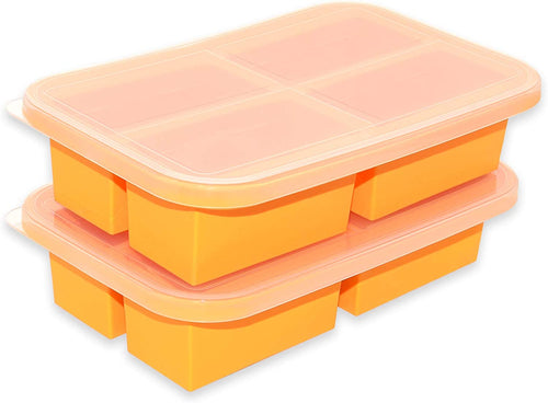 1-Cup Silicone Freezing Trays with Lid,2 Pack,Easy-Release Silicone Freezer Molds for Soup Ice Cubes,Soup Freezer Molds,Freeze & Store Broth,Sauce,Leftovers - Makes 8 Perfect 1 Cup Portions