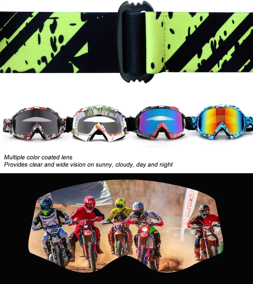 Dirt Bike ATV Goggles UV400 Motorcycle Goggles for Men Women Youth Motocross Riding Goggles Windproof Dustproof