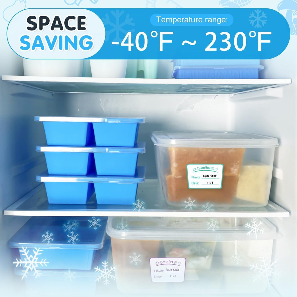 Silicone Freezer Tray with Lid - 1.5Cup Silicone Food Freezer Tray - Soup, Sauce, Leftovers, Homemade Meal Prep Freezing Kitchen Storage Containers - 4Pcs-Blue